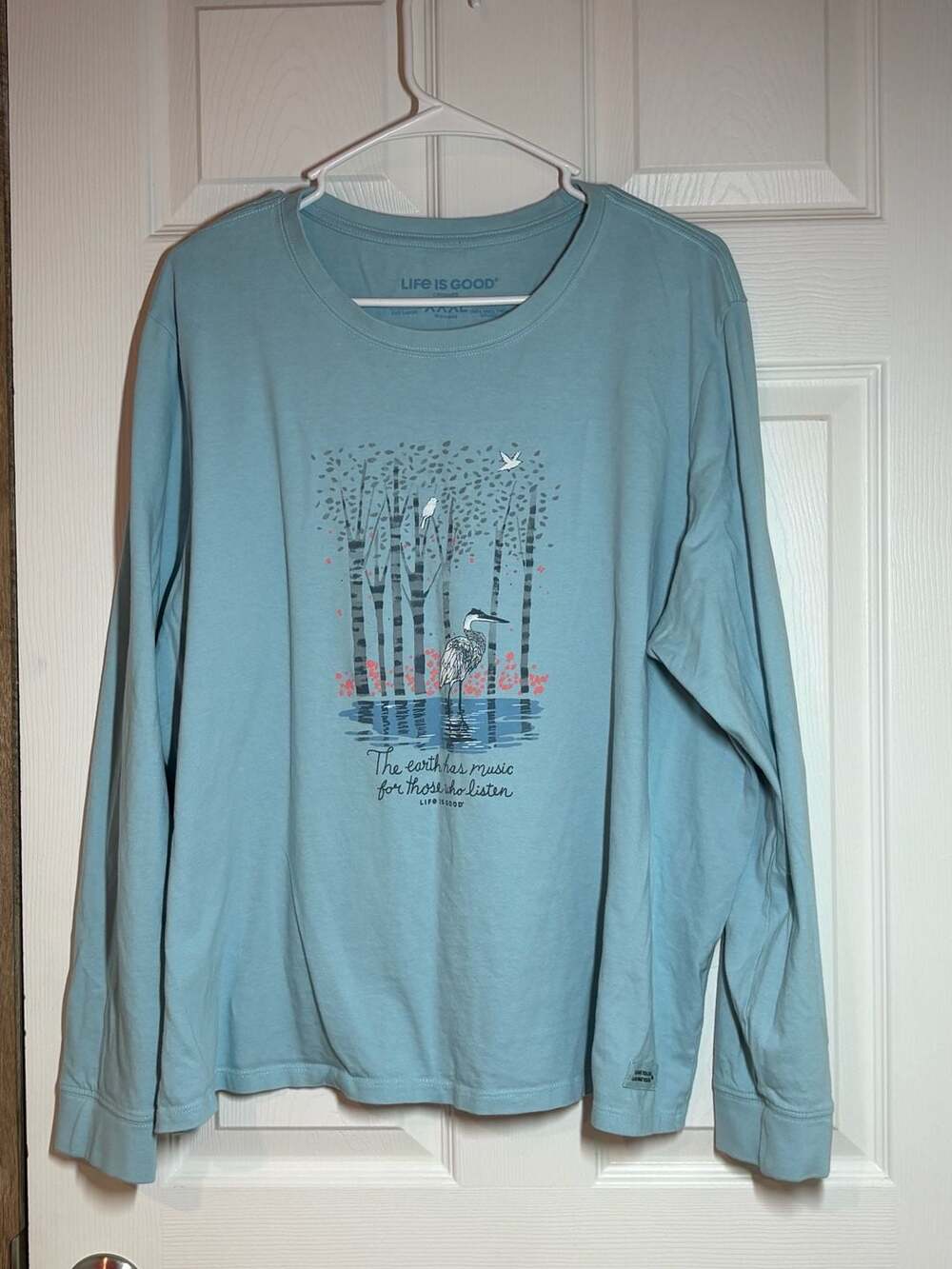 Life Is Good Long Sleeve Crusher Tee XXXL Blue Heron The Earth Has Music